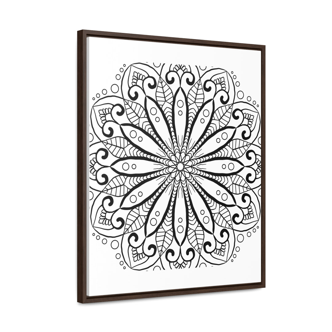 Mandala Handmade Art - Black & White Wall Art - Gallery Canvas Wraps, Vertical Frame - Beautiful intricate mandala design in monochrome colors