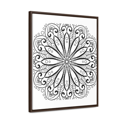 Mandala Handmade Art - Black & White Wall Art - Gallery Canvas Wraps, Vertical Frame - Beautiful intricate mandala design in monochrome colors