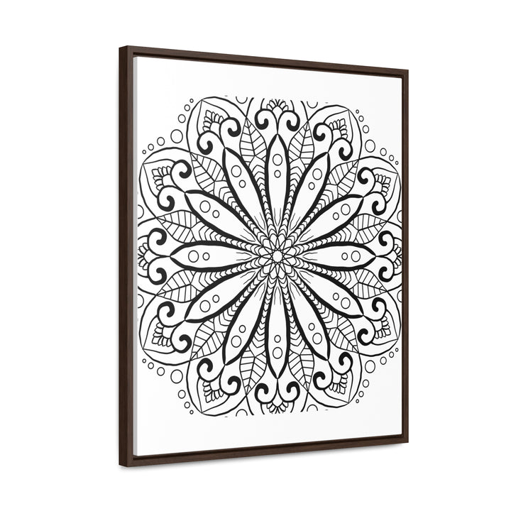 Mandala Handmade Art - Black & White Wall Art - Gallery Canvas Wraps, Vertical Frame - Beautiful intricate mandala design in monochrome colors