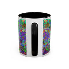 A beautifully handcrafted ceramic mug featuring a vibrant, intricate mandala design in a variety of striking colors