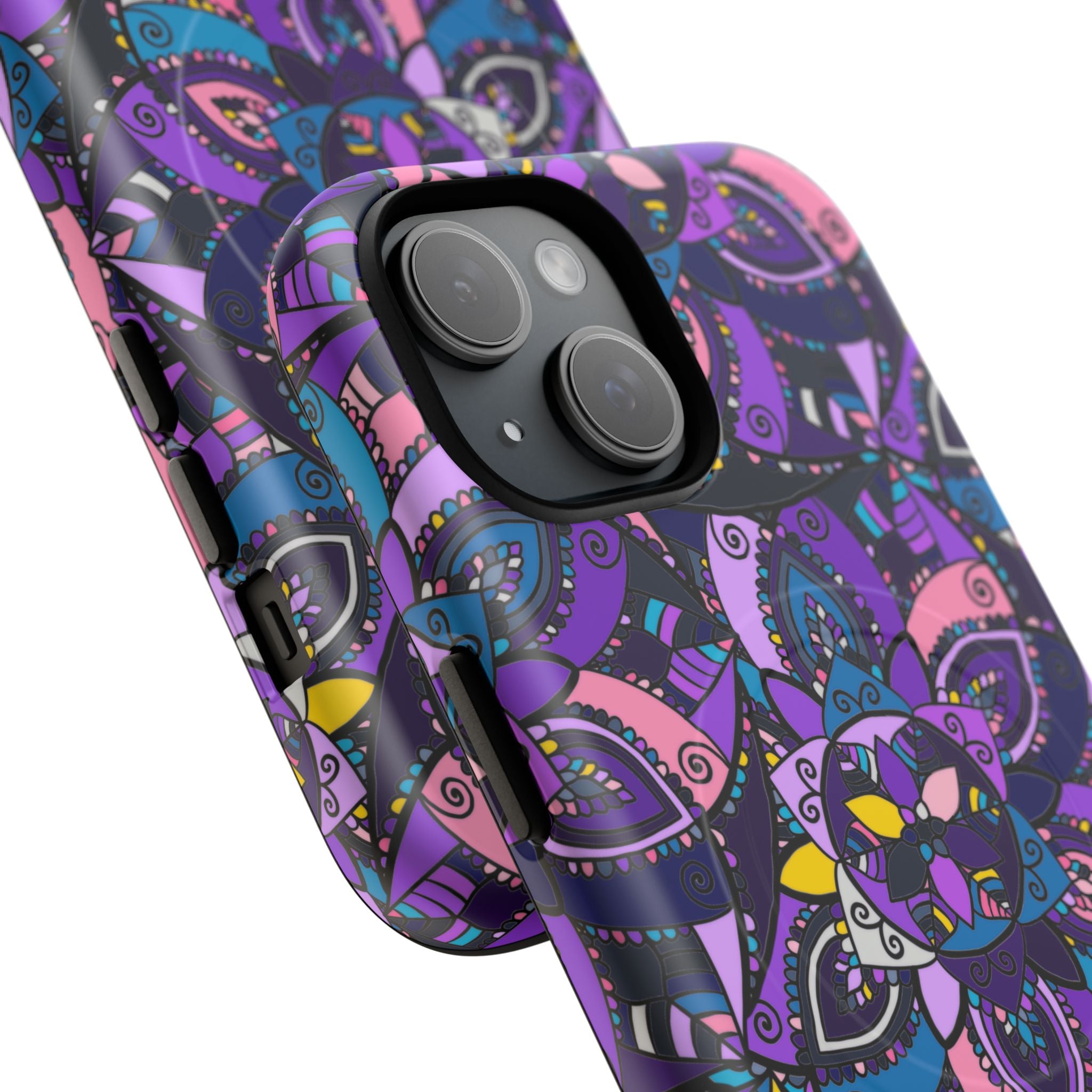 Magnetic Phone Case — Purple Mandala Floral Tough Case