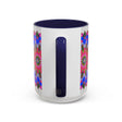 Intricate and colorful mandala design on a white ceramic mug