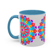 Beautiful vibrant mandala mug with peaceful and tranquil design for relaxation