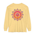Colorful and intricate mandala design on a unisex long sleeve t-shirt