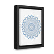 A vertical steel blue Mandala Handmade Art on gallery canvas wraps