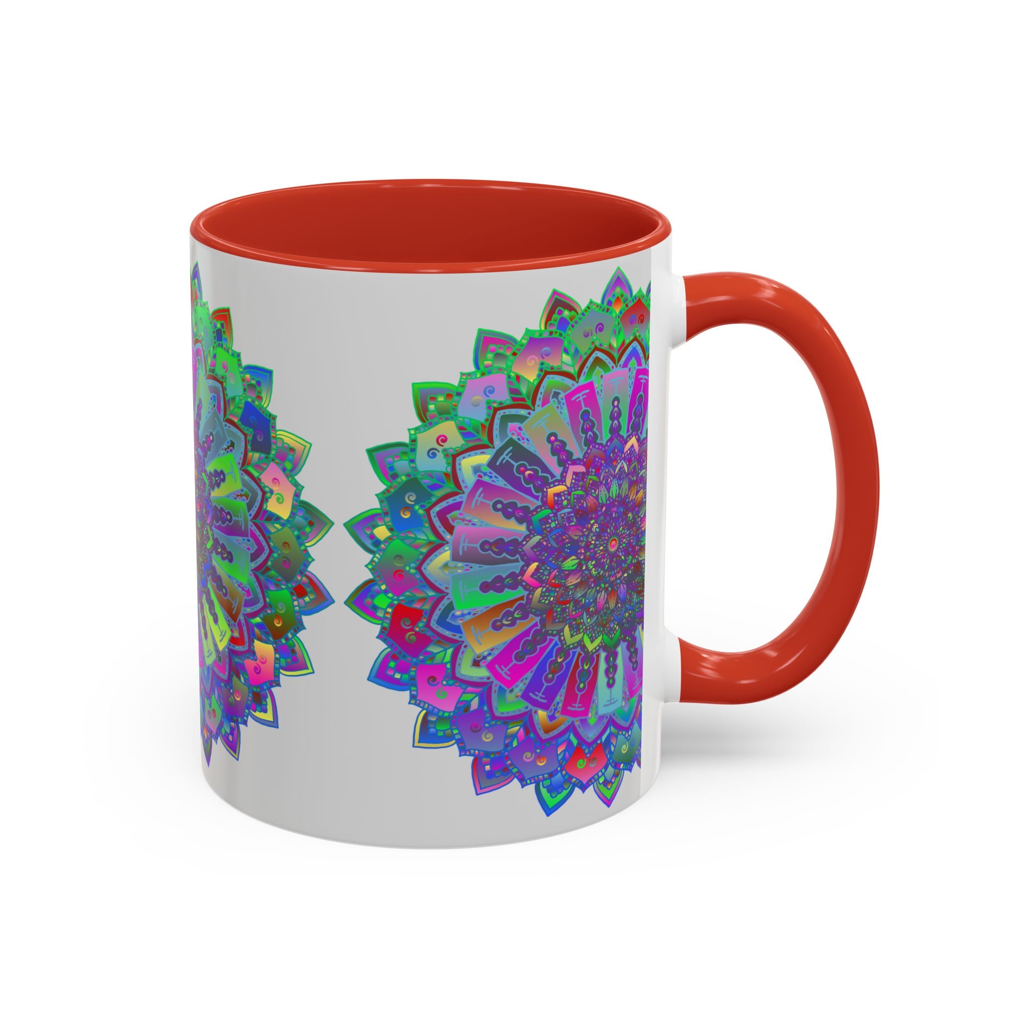 A vibrant and detailed mandala art mug with intricate patterns and colorful design perfect for sipping your favorite beverage