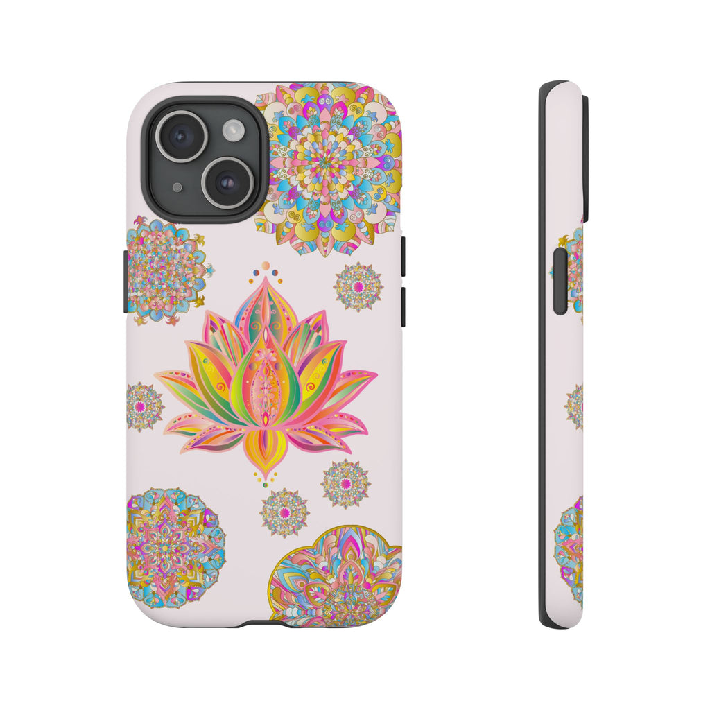 Beautiful light pink lotus flower mandala design phone case for stylish protection