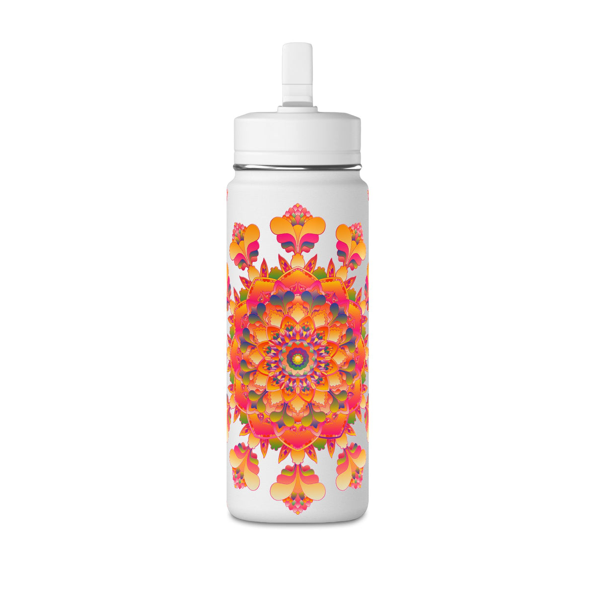 20oz Floral Mandala Mini Water Bottle – Colorful Boho Hydration Bottle