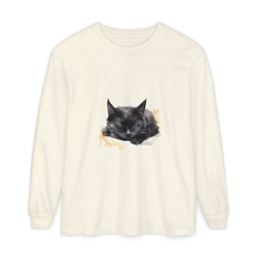 Full Sleeve Tee | Sleepy Cat Watercolor