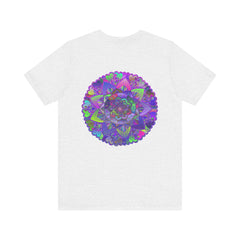 A close-up image of the Vibrant Mandala Tee, featuring intricate and colorful mandala design symbolizing spiritual peace and harmony