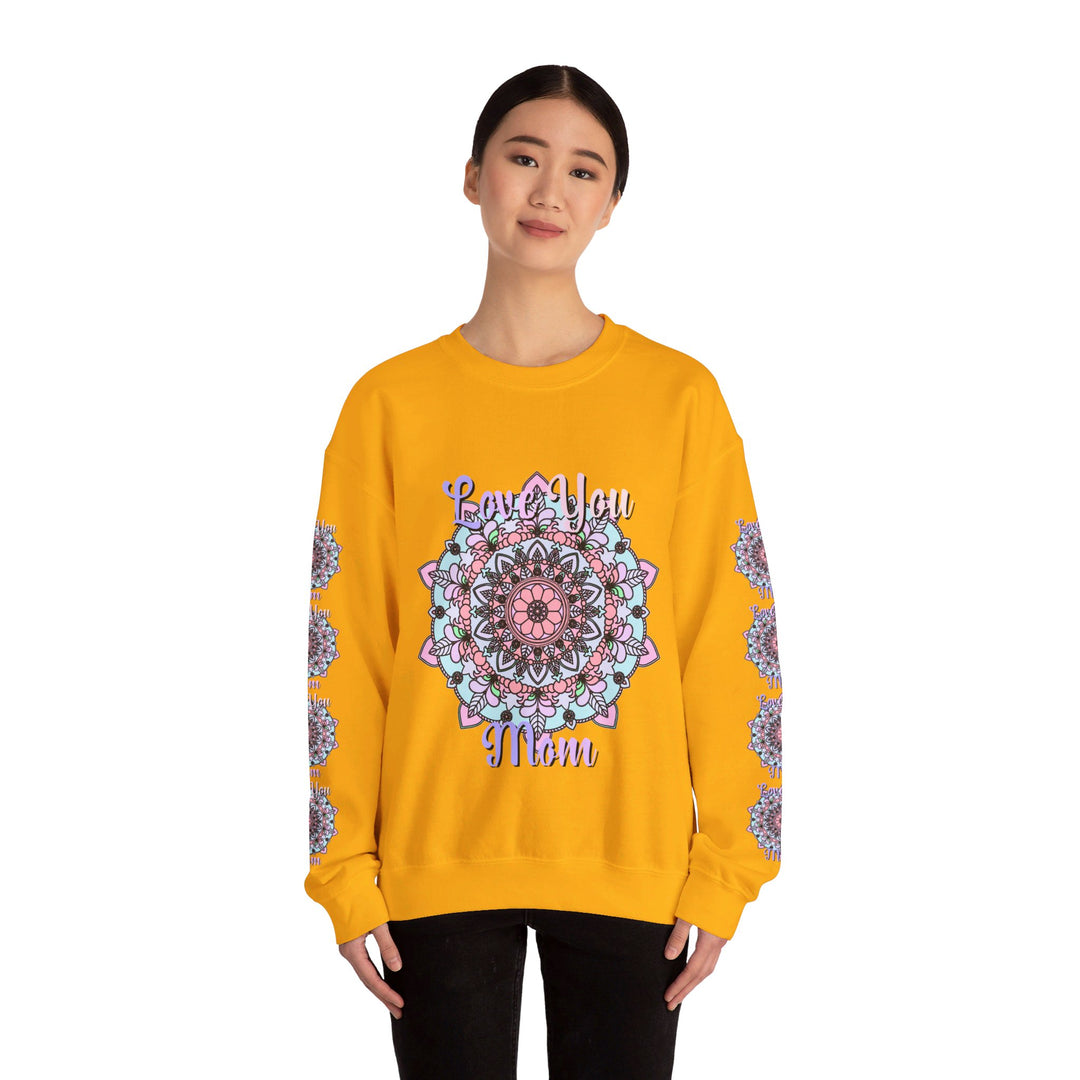 A cozy and stylish Love You Mom Unisex Heavy Blend™ Crewneck Sweatshirt, the perfect birthday gift for mom to show her your appreciation and love