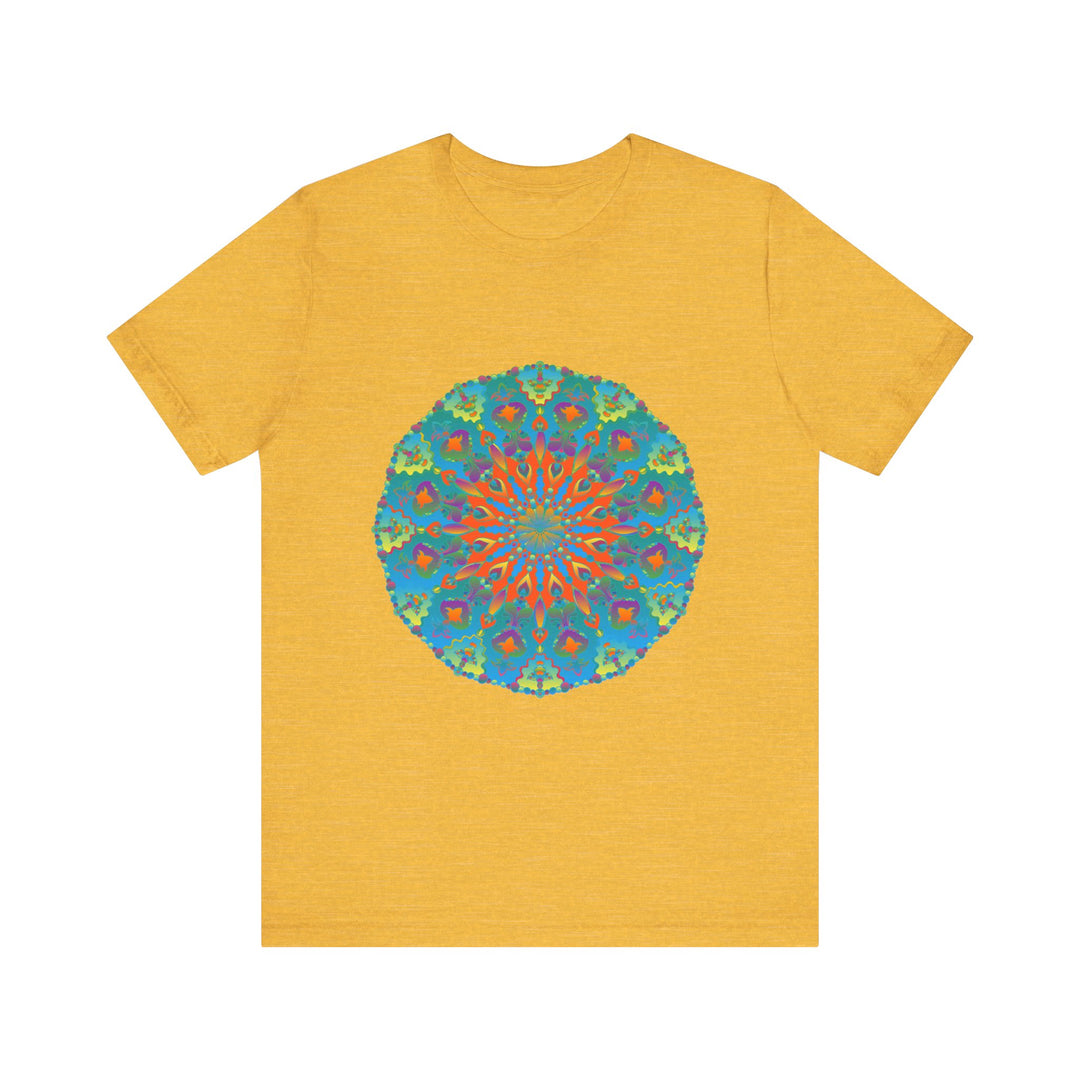 Vibrant and intricate Rainbow Mandala Tee with beautiful, colorful design and detailed patterns