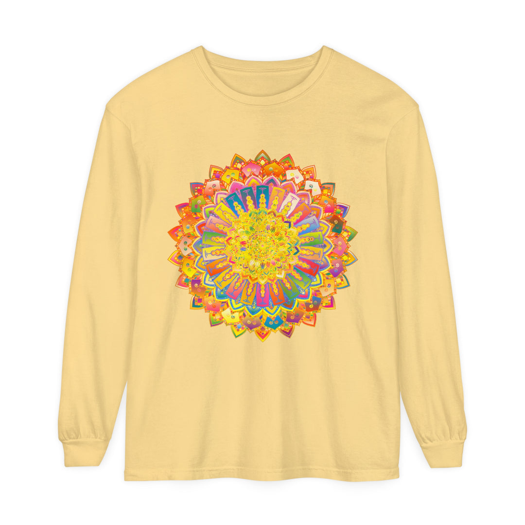 Intricate Mandala Unisex Long Sleeve T-Shirt with detailed and vibrant design