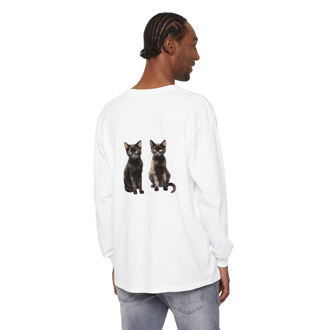 Black Cat Watercolor Art Long Sleeve T-Shirt featuring a stunning watercolor design of a black cat on a comfortable long sleeve shirt