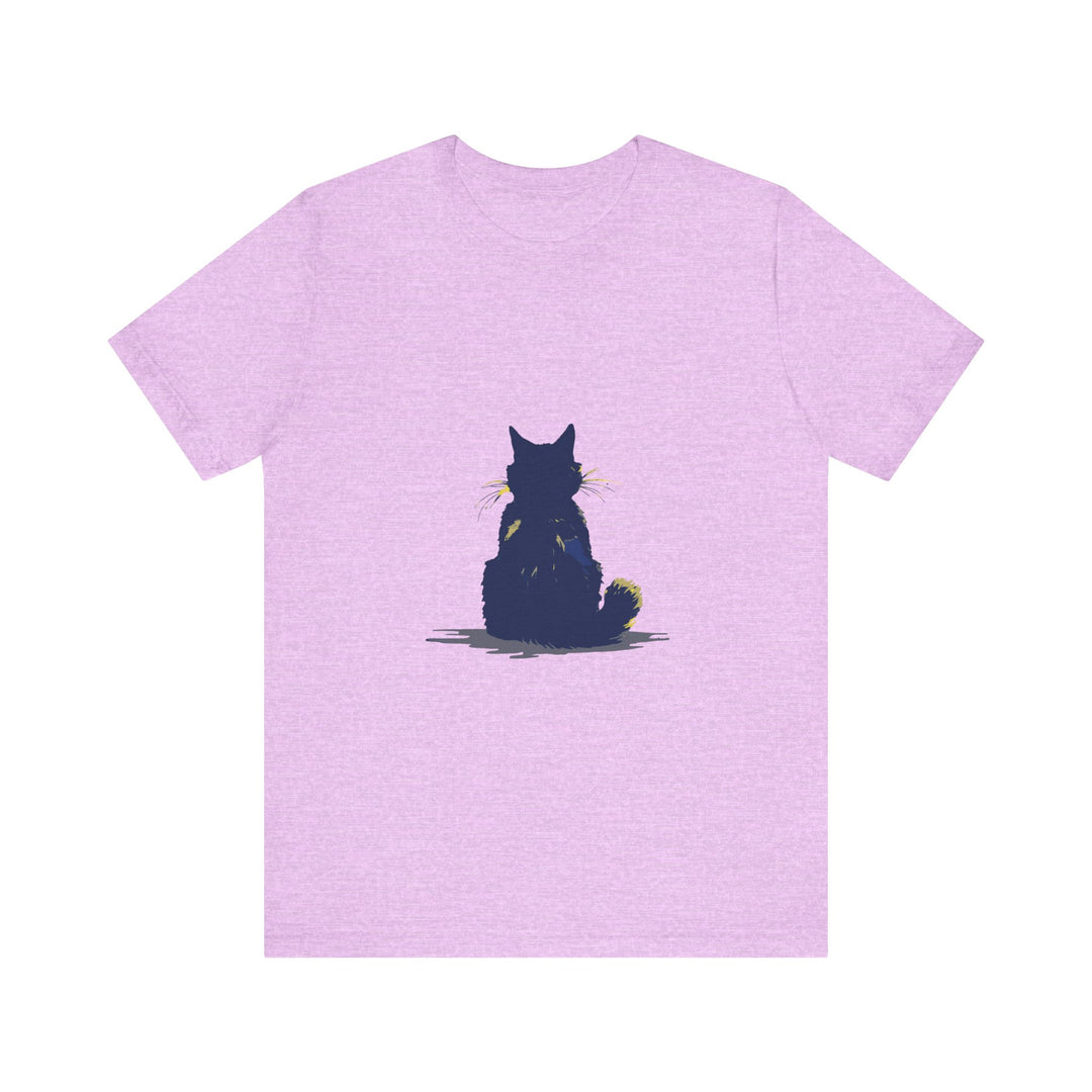 Black Cat Mystery T-Shirt - Simple & Cool: A black t-shirt with a mysterious black cat design, perfect for a stylish and casual look