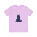 Black Cat Mystery T-Shirt - Simple & Cool: A black t-shirt with a mysterious black cat design, perfect for a stylish and casual look