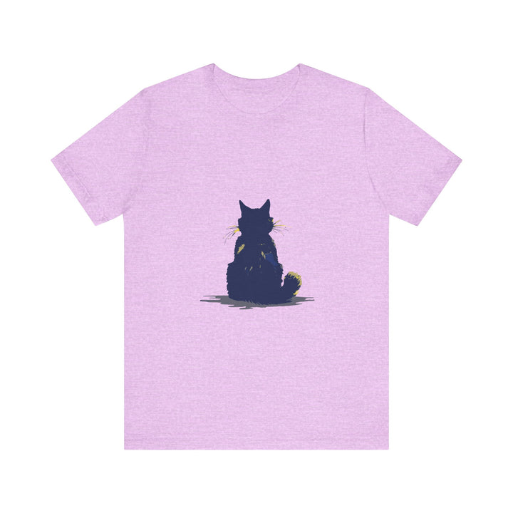 Black Cat Mystery T-Shirt - Simple & Cool: A black t-shirt with a mysterious black cat design, perfect for a stylish and casual look