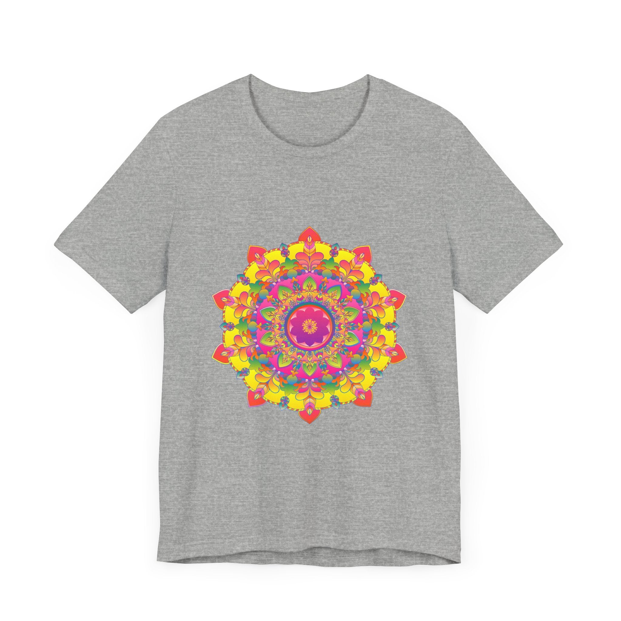 Vibrant Mandala Tee with Colorful Floral Design, perfect for adding a pop of color to any outfit