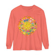 Intricate mandala design featuring intricate patterns on a unisex long sleeve t-shirt