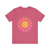 Vibrant and symmetrical mandala t-shirt in a variety of colorful hues