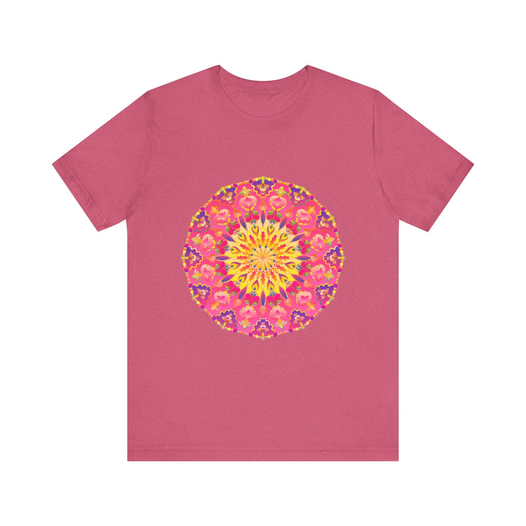 Vibrant and symmetrical mandala t-shirt in a variety of colorful hues