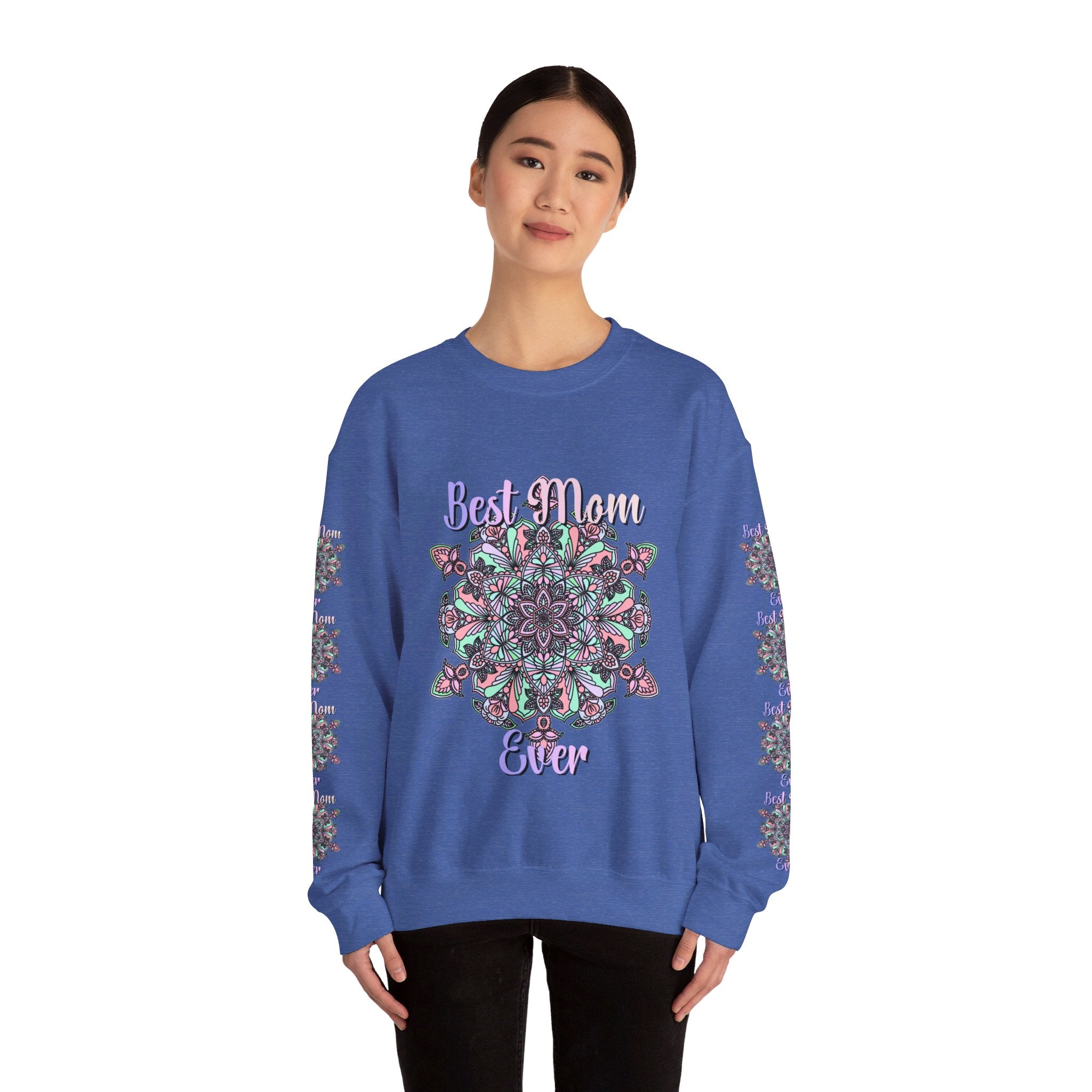 Cozy and stylish unisex crewneck sweatshirt featuring the words Best Mom Ever - the perfect birthday gift for your amazing mother