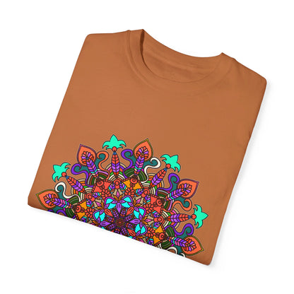 Unisex mandala t-shirt made with 100% ring-spun cotton, garment-dyed for extra comfort, featuring hand-drawn mandala art design