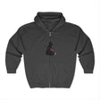 Hoodie featuring a mystical black cat surrounded by colorful watercolor elements
