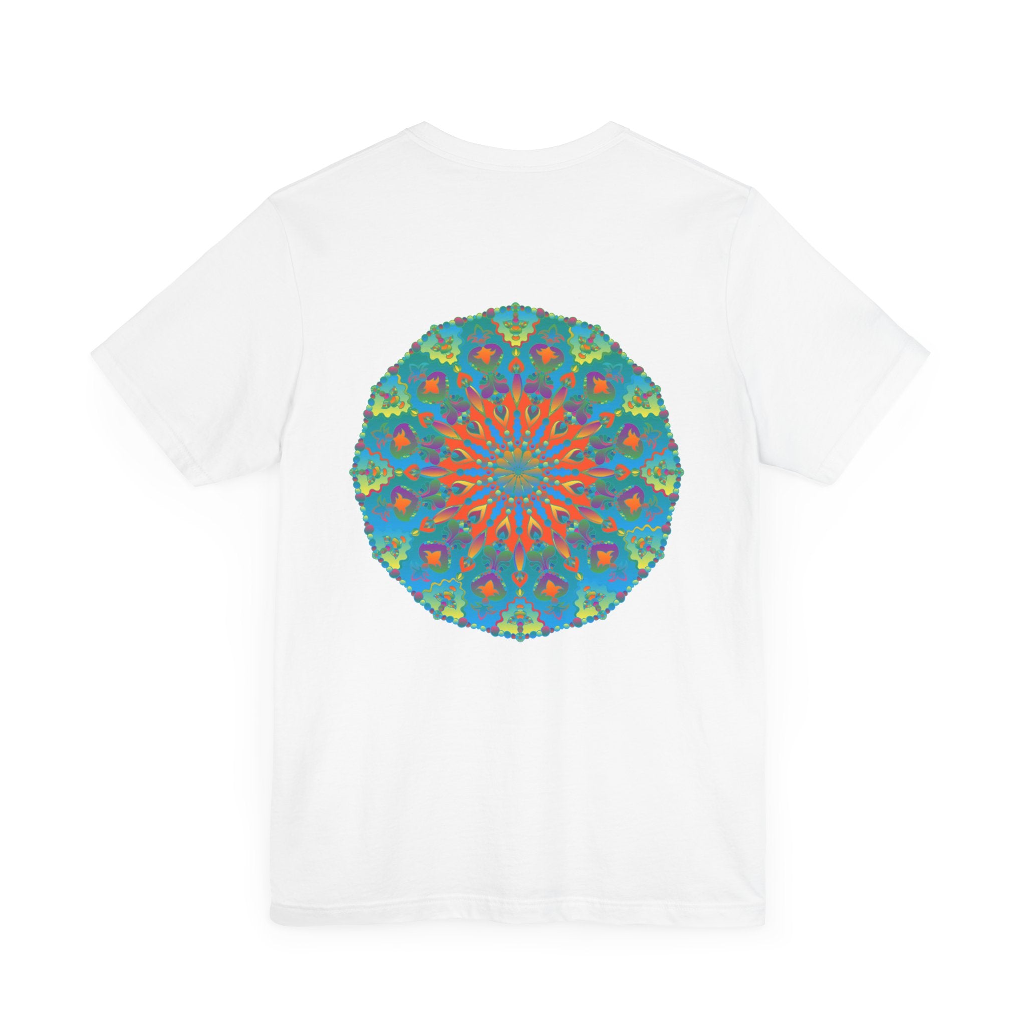 Colorful mandala tee with intricate patterns and spiritual meaning