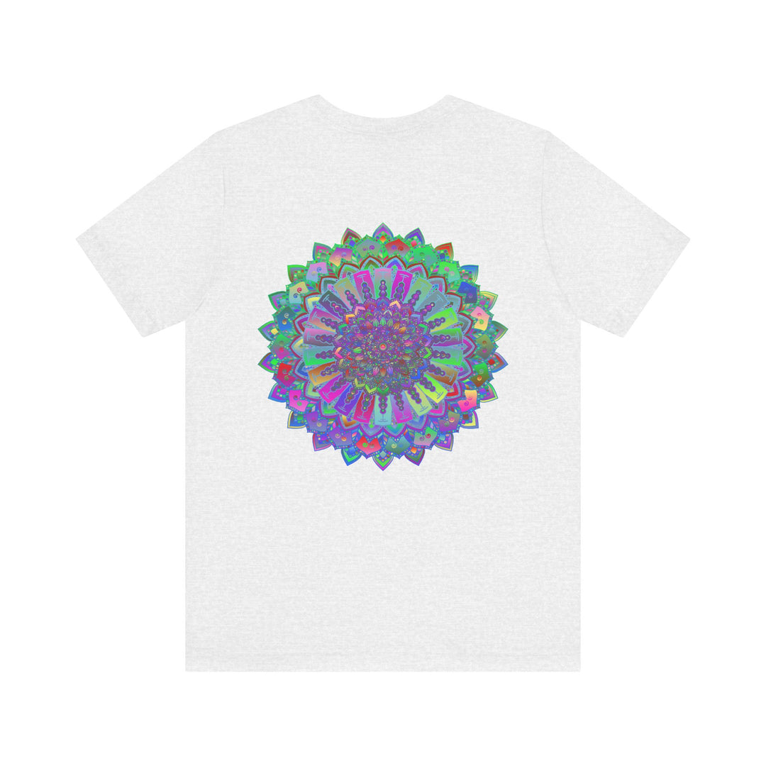 A beautiful, colorful mandala tee shirt representing spiritual peace and harmony