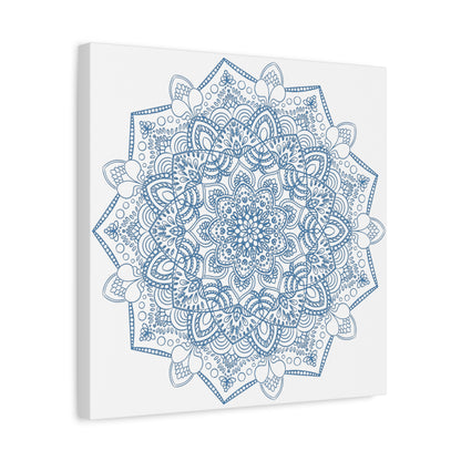 Beautiful handcrafted wall art featuring a mesmerizing mandala design in steel blue