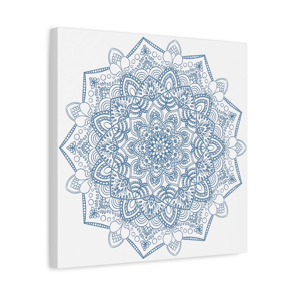 Beautiful handcrafted wall art featuring a mesmerizing mandala design in steel blue