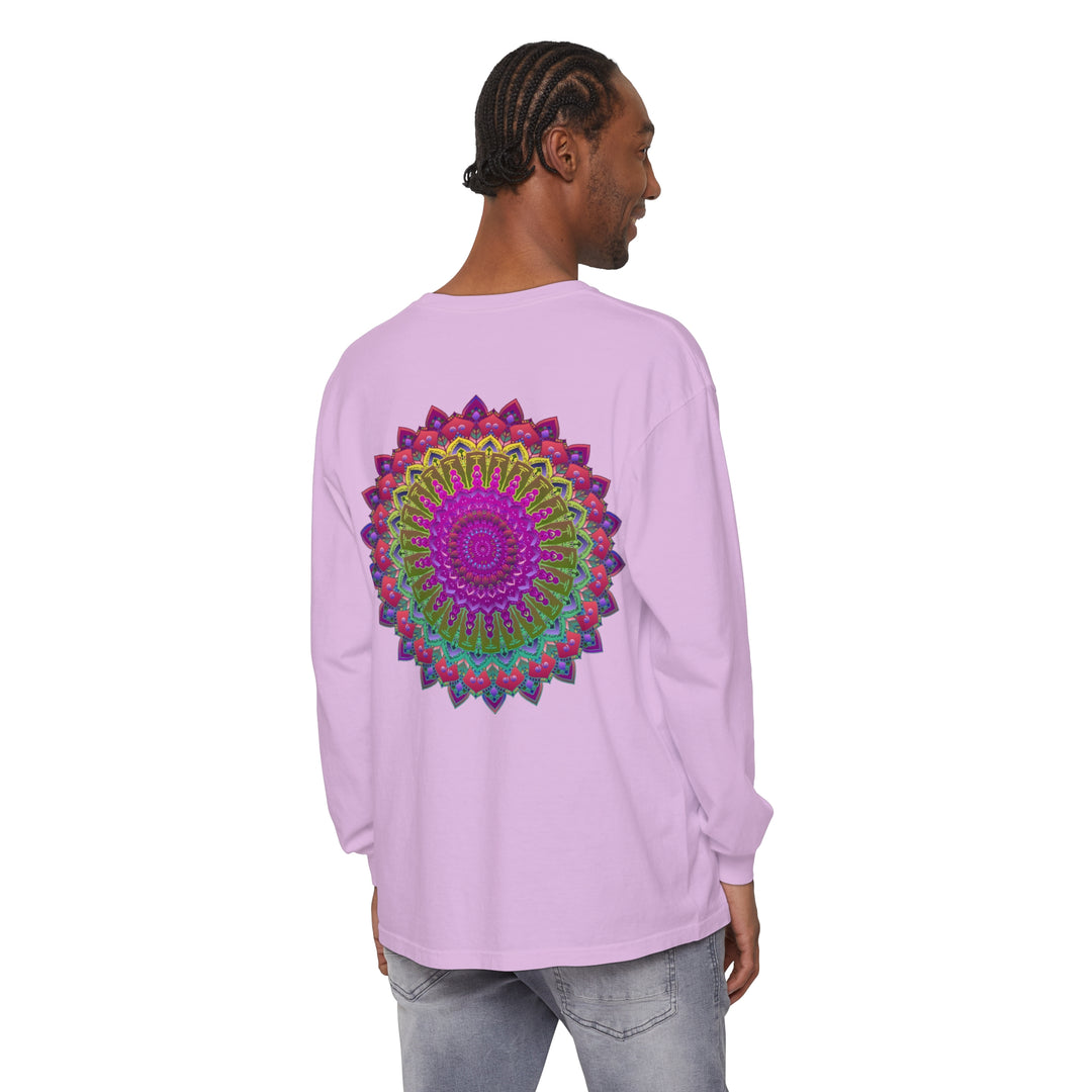 Vibrant Mandala Unisex Long Sleeve T-Shirt Adding Artistic Flair to Wardrobe