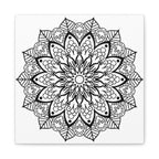 Handmade Mandala Art - Black & White Wall Art - Matte Canvas, Stretched, 125 - Intricate hand-drawn mandala design on high-quality canvas