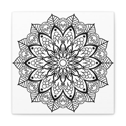 Handmade Mandala Art - Black & White Wall Art - Matte Canvas, Stretched, 125 - Intricate hand-drawn mandala design on high-quality canvas