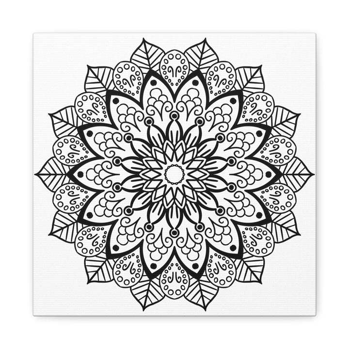 Handmade Mandala Art - Black & White Wall Art - Matte Canvas, Stretched, 125 - Intricate hand-drawn mandala design on high-quality canvas