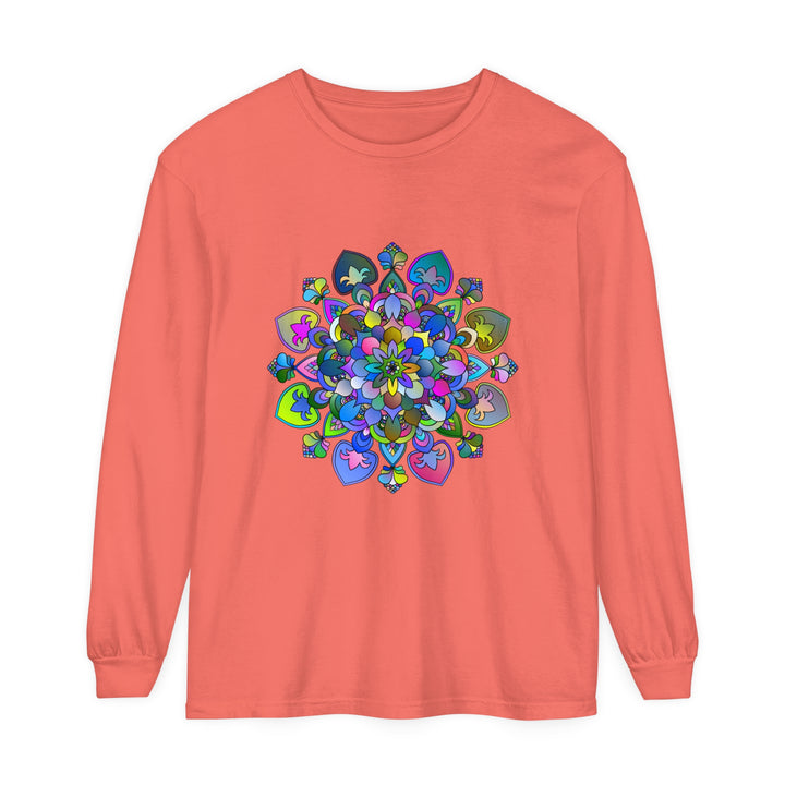 Colorful and intricate mandala design long sleeve t-shirt for women