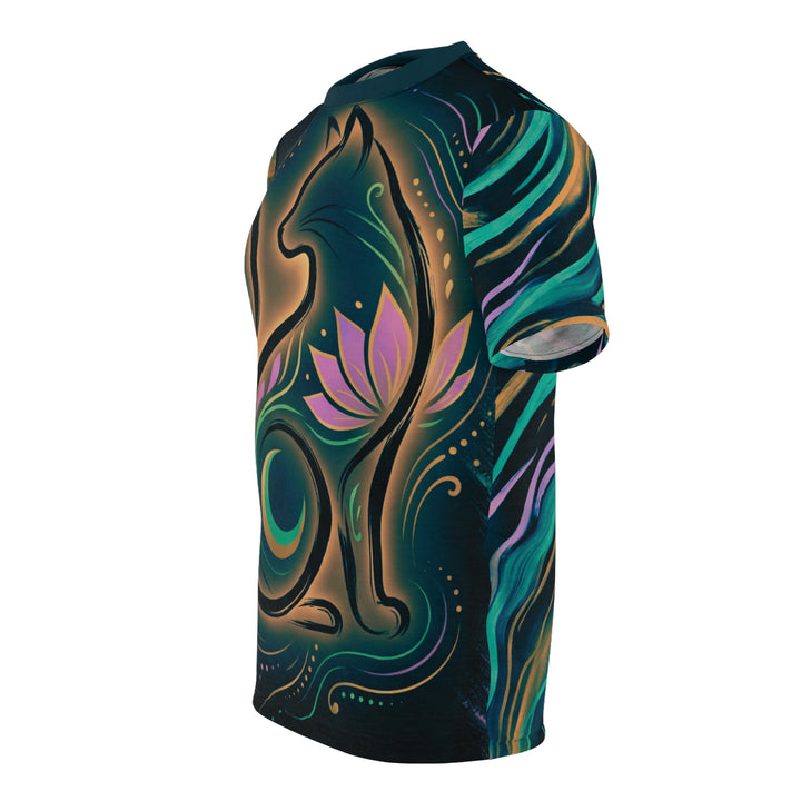 Sacred Cat Calligraphic Tee - Minimalist Spiritual Shirt