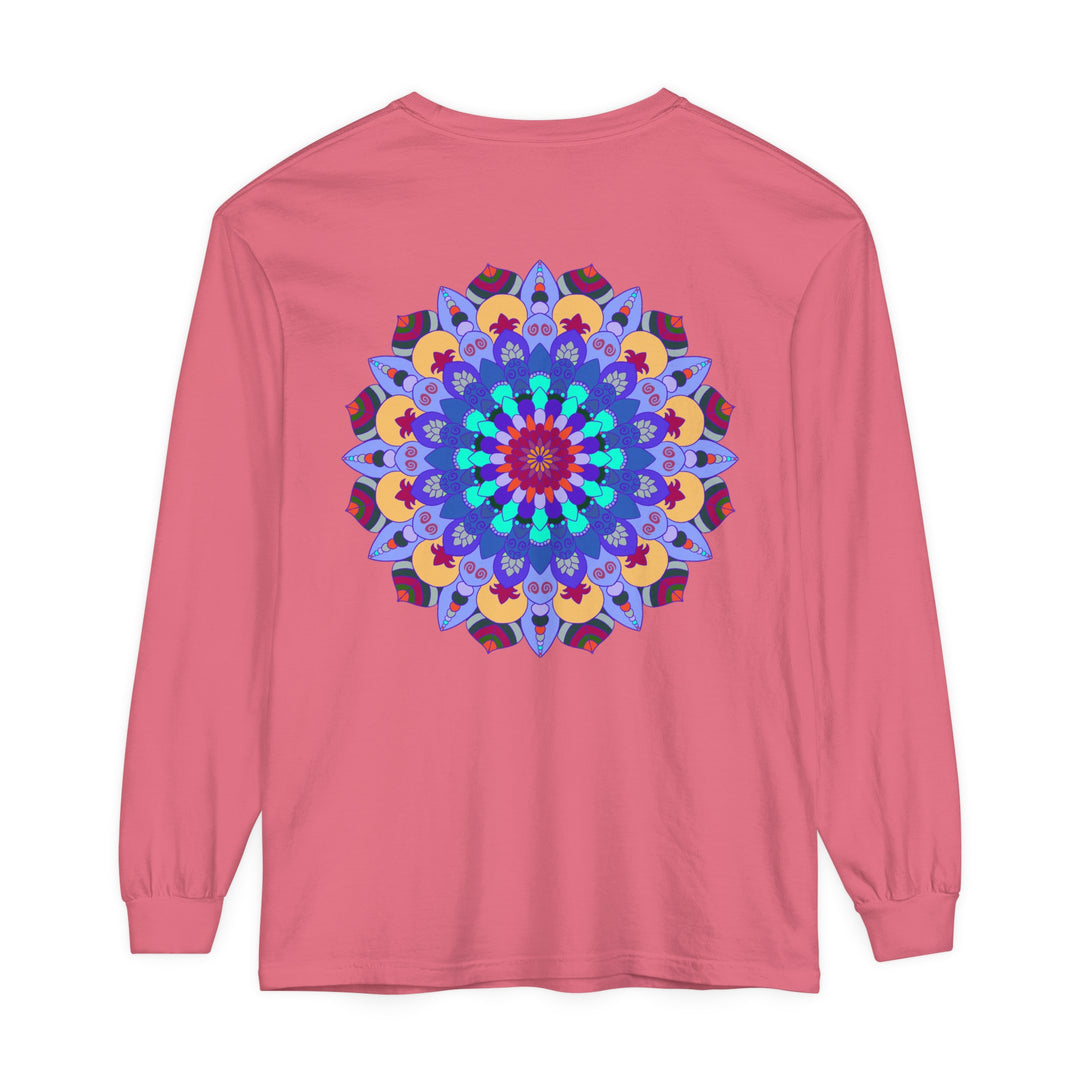 Vibrant Mandala Long Sleeve T-Shirt in bright colors and intricate design