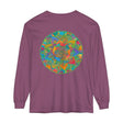 Colorful and intricate vibrant mandala design featured on a unisex long sleeve t-shirt