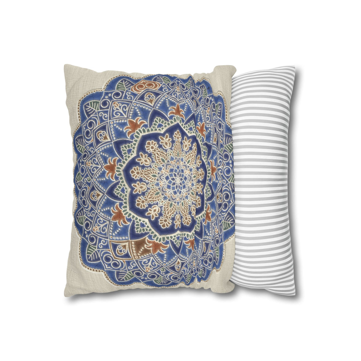 Federe quadrate Mandala blu