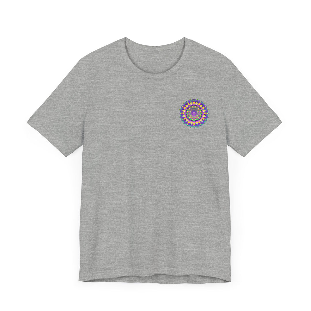 A colorful and intricately designed mandala tee representing spiritual peace and harmony