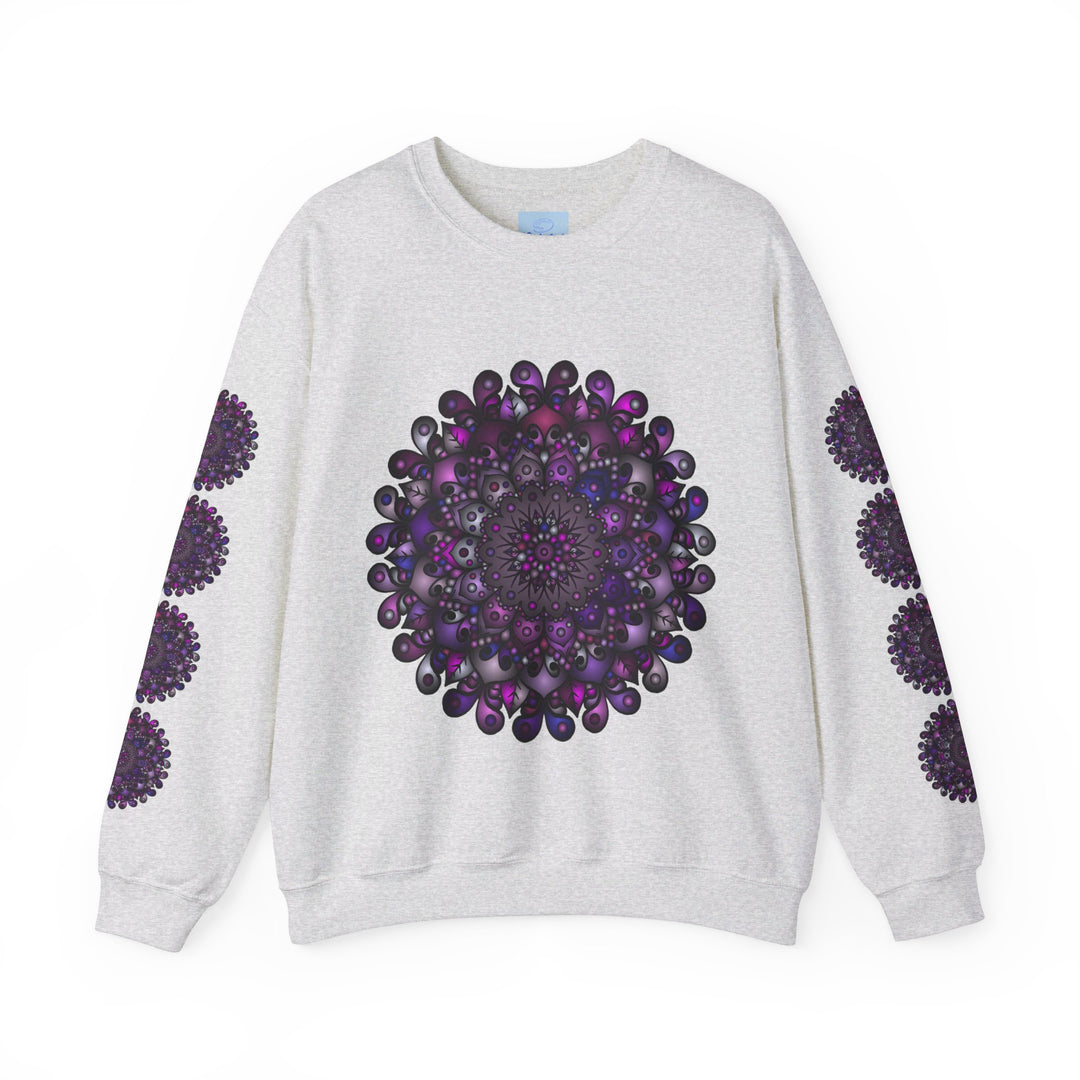 Unisex Heavy Blend™ Crewneck Sweatshirt with Purple Mandala Design, cozy and stylish