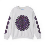 Unisex Heavy Blend™ Crewneck Sweatshirt with Purple Mandala Design, cozy and stylish