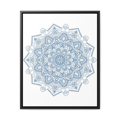 Handmade steel blue Mandala design wall art on gallery canvas wraps