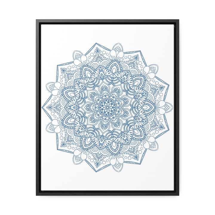 Handmade steel blue Mandala design wall art on gallery canvas wraps