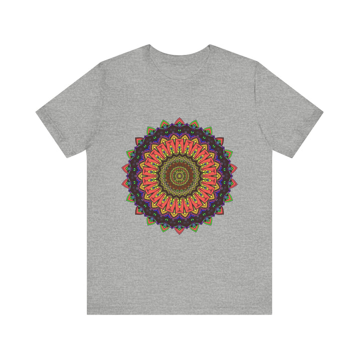 Vibrant and detailed mandala design featured on a colorful tee shirt