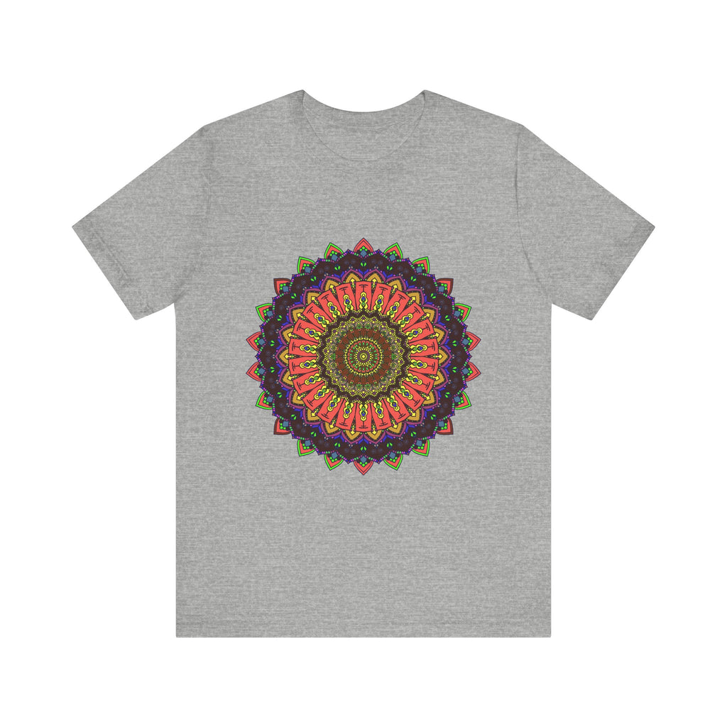 Vibrant and detailed mandala design featured on a colorful tee shirt