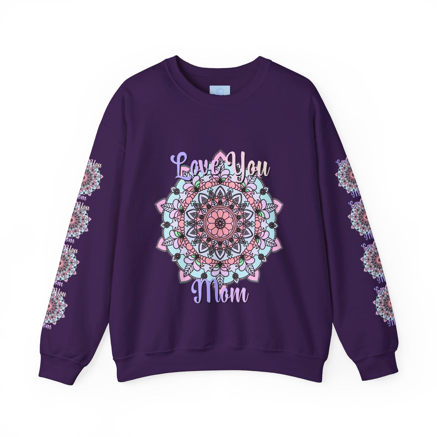 Cozy and stylish unisex crewneck sweatshirt, perfect as a birthday gift for Mom, featuring the sweet sentiment 'Love You Mom'