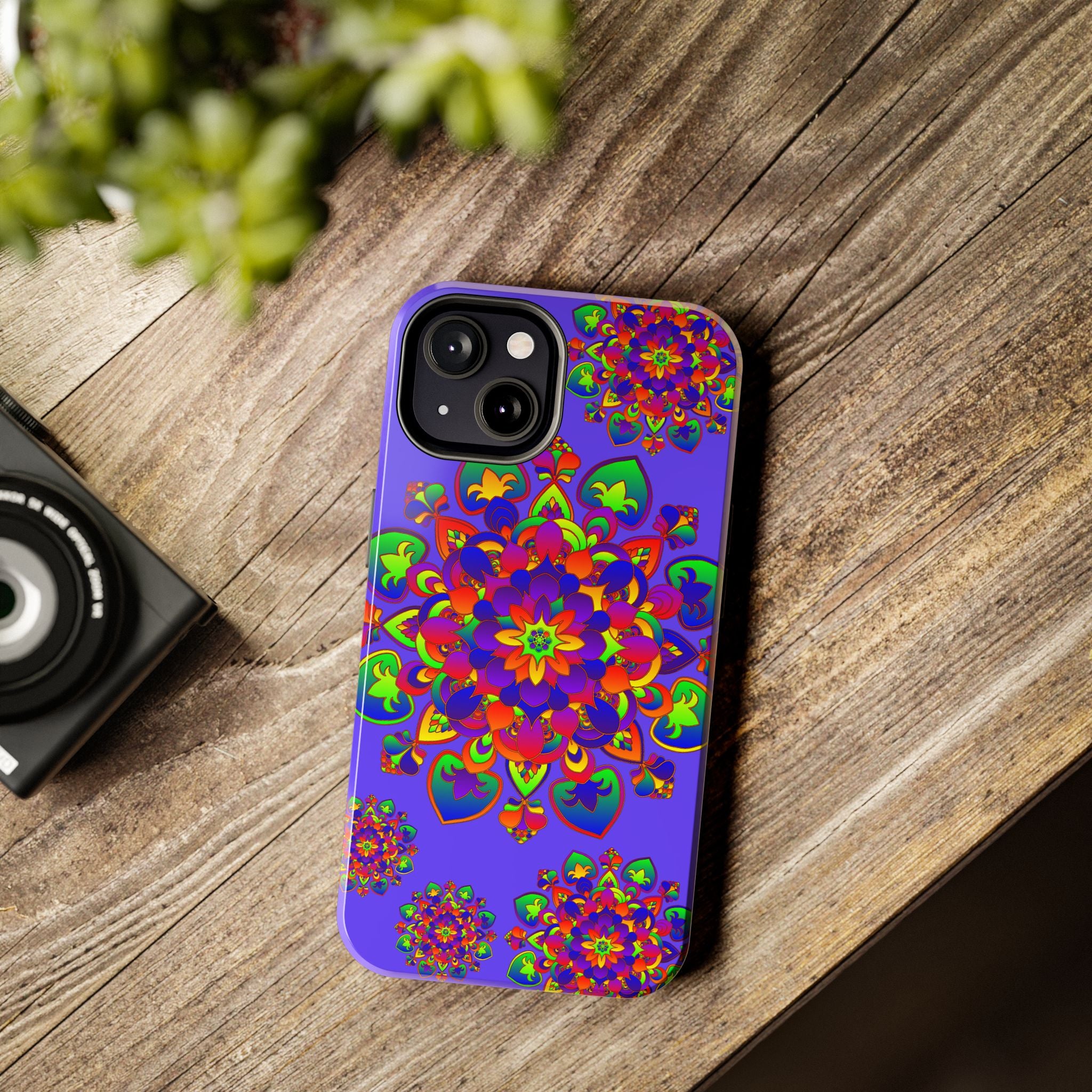 Colorful hand-drawn mandala rainbow design phone case for ultimate style and protection